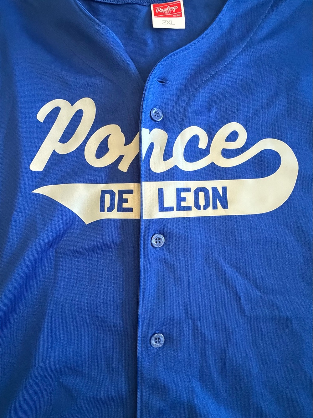 Vintage Rawlings Ponce de Leon League Baseball Jersey Adult XXL Blue #23 Buttons